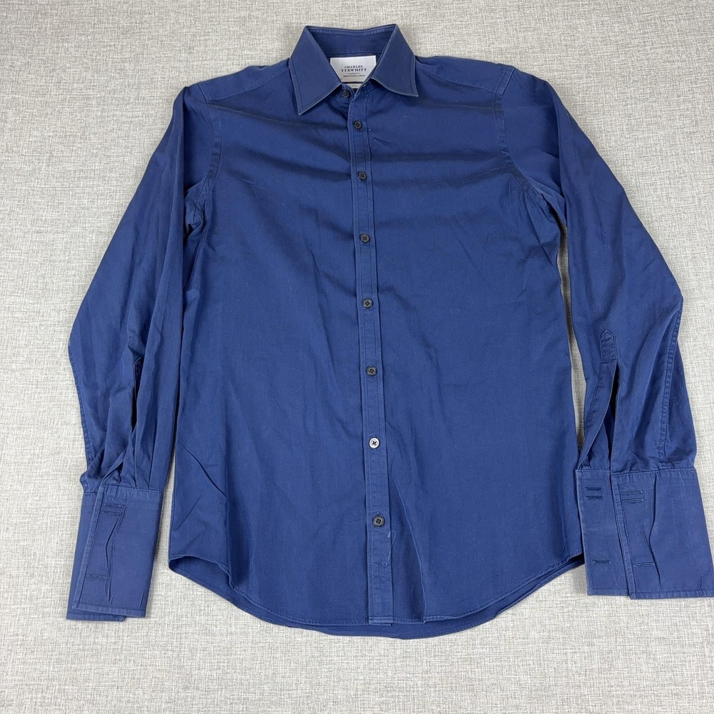Charles Tyrwhitt Shirt Mens 14.5 32/33 Blue Extra-Slim Fit Dress Long Sleeve
